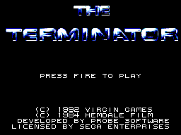 Terminator title screen for Sega Master System